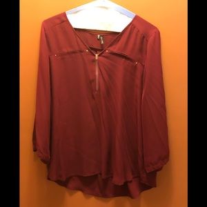 Wine Colored Sheer Top